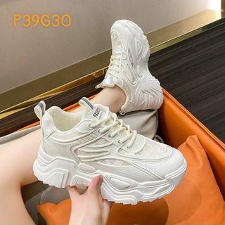 Giày thể thao nữ đế độn da phối vải thoáng khí P39G