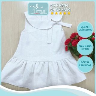 Đầm bé gái linen trắng đuôi cá cổ sen bất đối xứng TL46 váy đầm trẻ em cotton thoáng mát, mềm mịn thoải mái khi mặc giá sỉ