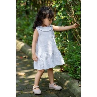 Đầm bé gái linen trắng đuôi cá cổ sen bất đối xứng TL46 váy đầm trẻ em cotton thoáng mát, mềm mịn thoải mái khi mặc