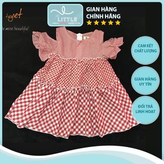 Đầm bé gái caro 3 tầng khoét vai điệu đà nữ tính TL58 váy đầm trẻ em cotton thoáng mát, mềm mịn thoải mái khi mặc