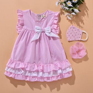 Đầm bé gái babydoll kẻ hồng 3 tầng bèo TL53 váy đầm trẻ em cotton thoáng mát, mềm mịn thoải mái khi mặc