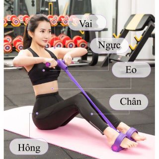 Dây Kéo Đàn Hồi 4 Ống Cao Su Tập Thể Dục, tập Gym Tại Nhà Tập Toàn Thân Nâng Cao Sức Khỏe