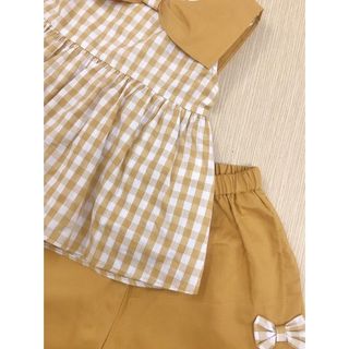 Set quần áo bé gái caro vàng áo nơ quần đùi dễ thương TL31 đồ bộ bé gái sành điệu mềm mịn thoáng mát