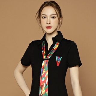 Đầm trung niên cao cấp kèm khăn lụa qccc D876368