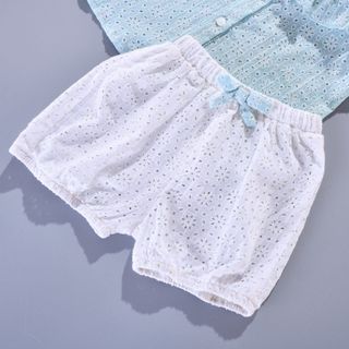 Set quần áo bé gái thêu đục lỗ quần phối nơ dễ thương TL32 đồ bộ bé gái sành điệu mềm mịn thoáng mát kèm băng đô