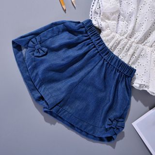 Set quần áo bé gái áo boi thêu quả trám quần đùi demin xanh dễ thương TL37 đồ bộ bé gái sành điệu mềm mịn thoáng mát