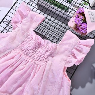 Set quần áo bé gái áo boi hồng 2 smock nhún ngực quần đùi linen hồng dễ thương TL38