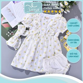 Đầm bé gái váy cánh tiên hoa nhí vàng hạt gạo công chúa TL39 váy đầm trẻ em kèm băng đô nơ cài