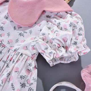 Set quần áo bé gái áo quả hồng cổ hoa quần linen hồng nhún sườn TL43 đồ bộ bé gái sành điệu mềm mịn thoáng mát