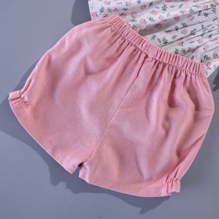 Set quần áo bé gái áo quả hồng cổ hoa quần linen hồng nhún sườn TL43 đồ bộ bé gái sành điệu mềm mịn thoáng mát