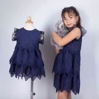 váy bé gái chân váy nhiều tầng xanh navy TL04 Váy Bé Gái Cotton Thoáng Mát Thoải Mái, Thiết Kế Tỉ Mỉ Tinh Xảo