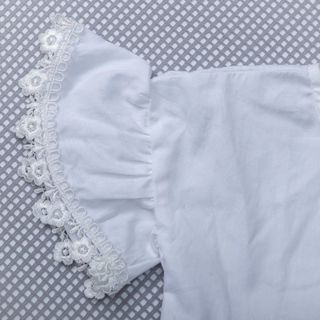 Đầm bé gái thô trắng vai chờm tay lỡ phối ren hoa nhí váy đầm trẻ em chất liệu cotton thoáng mát, thoải mái, an toàn