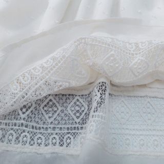 váy bé gái chân váy trễ vai trắng hạt gạo phối ren TL08 váy bé gái xinh xắn thời trang, đường may đều đẹp chắc chắc
