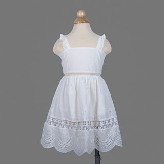 váy bé gái chân váy hai dây bèo vai trắng phối ren TL09 váy bé gái xinh xắn thời trang, đường may đều đẹp chắc chắc