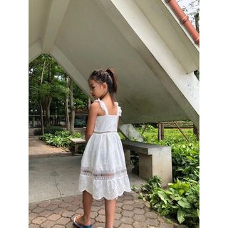 váy bé gái chân váy hai dây bèo vai trắng phối ren TL09 váy bé gái xinh xắn thời trang, đường may đều đẹp chắc chắc