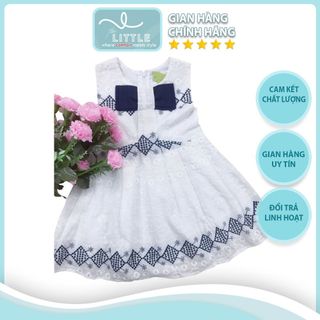 váy bé gái chân váy trắng thêu quả trám navy 2 lớp TL29 váy cho bé gái thiết kế hiện đại, chất vải an toàn cho da