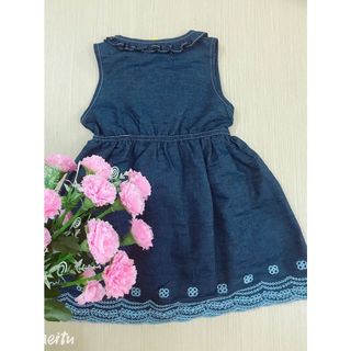 váy bé gái chân váy denim bèo ngực gấu thêu hoa TL30 váy cho bé gái xinh xắn thời trang, đường may đều đẹp chắc chắc