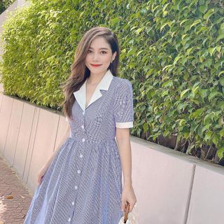 ĐẦM XOÈ SỌC CỔ TRẮNG - DT1627