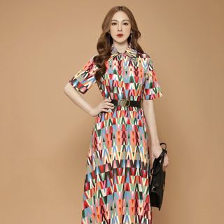 Đầm sơ mi kèm nịt bigsize cao cấp D96527