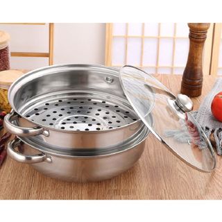 Bộ Xửng Hấp 2 Tầng 28cm, Nồi Hấp 2 Tầng Inox