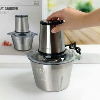 Máy Xay Thịt Cối Inox 304, Máy Xay Thực Phẩm Đa Năng Công Suất Lớn 250w, 4 Lưỡi Dao Kép