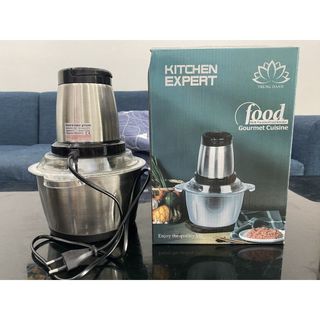 Máy Xay Thịt Cối Inox 304, Máy Xay Thực Phẩm Đa Năng Công Suất Lớn 250w, 4 Lưỡi Dao Kép