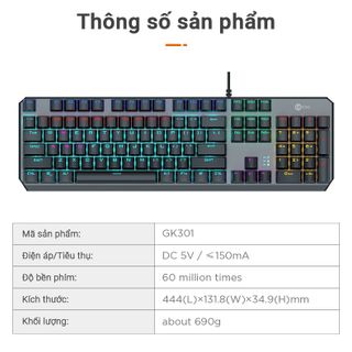 Lecoo - Bàn phím cơ gaming Blue Switch GK301 - 104 Key Rollover