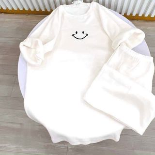 Đồ bộ mặc nhà in miệng cười chất thun cotton co giản thoáng mát freesize dưới 60kg