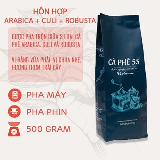 CÀ PHÊ HỖN HỢP [ARABICA, ROBUSTA, CULI] 500gr rang hạt/xay thơm ngon đến từ thương hiệu CÀ PHÊ NĂM GIÂY [5S] giá sỉ