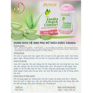 Dung Dịch Vệ Sinh Fasaka Clean & Comfort, Dung Tích 150ml dùng được cho cả Nam và Nữ.