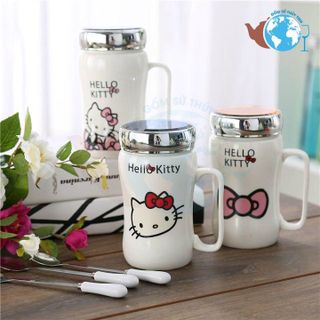Cốc sứ giữ nhiệt cao cấp có nắp gương 500ml