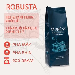CÀ PHÊ ROBUSTA 100% Nguyên Chất Sàn 18  500gr rang xay mộc, chất lượng cao cấp đến từ thương hiệu CÀ PHÊ NĂM GIÂY [5S]