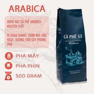 CÀ PHÊ ARABICA [100%] 500gr rang hạt/xay hương vị dịu nhẹ, thơm, hậu ngọt  đến từ thương hiệu CÀ PHÊ NĂM GIÂY [5S] giá sỉ