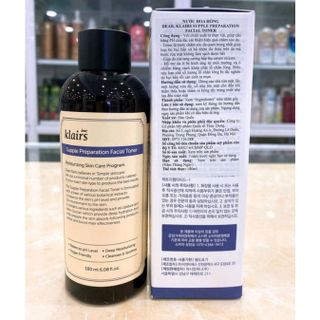***Nước Hoa Hồng Không Mùi Klairs Dành Cho Da Nhạy Cảm 180ml