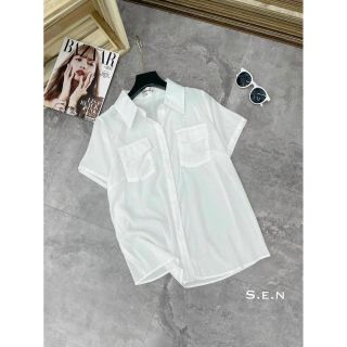 Áo sơ mi kiểu tay ngắn cổ bẻ có 2 túi ngực form 45kg-58kg