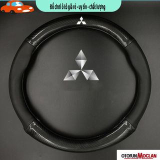 Bọc vô lăng, bọc da vô lăng carbon có logo Mitsubishi