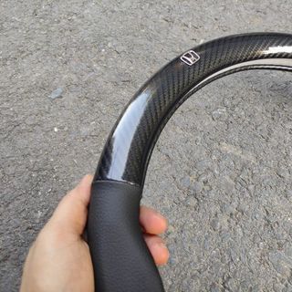 Bọc vô lăng, bọc da vô lăng carbon có logo Mitsubishi