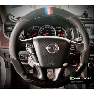 Bọc vô lăng cao cấp da lộn phối vân carbon có cờ Pháp và cờ đỏ sao vàng việt nam