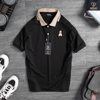 Áo polo nam thêu hình gấu chất cá sấu siêu đep