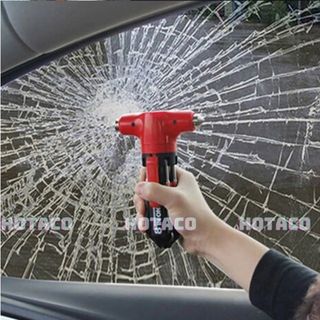 Búa thoát hiểm dùng trong ô tô, kèm tuốc nơ vít, có đèn pin