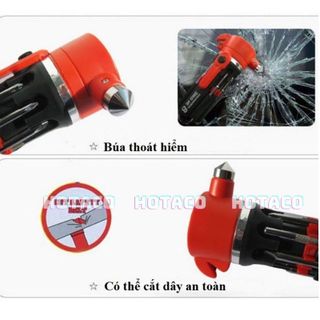 Búa thoát hiểm dùng trong ô tô, kèm tuốc nơ vít, có đèn pin