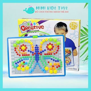 BỘ ĐỒ CHƠI XẾP HÌNH HẠT MOSAIC 296 CHI TIẾT CHO BÉ SÁNG TẠO