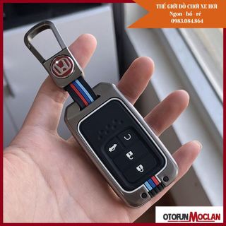 Ốp khóa kim loại phản quang - Vỏ bọc chìa smartkey ô tô Honda Civic, City, CRV, HRV, Accord