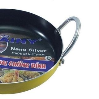 Chảo 2 quai chống dính 22cm sơn màu vàng Rainy bền đẹp