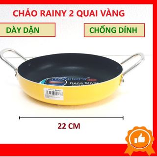 Chảo 2 quai chống dính 22cm sơn màu vàng Rainy bền đẹp