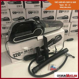 (4 in 1) Máy hút bụi kèm bơm lốp thế hệ mới, siêu khỏe, tích hợp đèn bin và đo áp suất lốp hàng cầm chắc tay DC12v giá sỉ