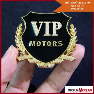 Bộ 2 miếng dán logo kim loại chữ VIP MOTOR bông lúa - trang trí ô tô giá sỉ