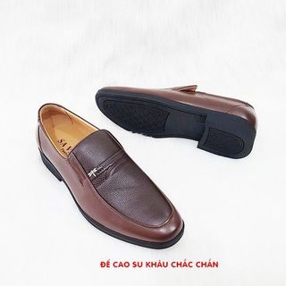 Giày lười nam trung niên cao cấp thông thoáng bảo hành 2 năm- màu nâu