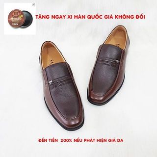 Giày lười nam trung niên cao cấp thông thoáng bảo hành 2 năm- màu nâu