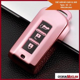 Bao chìa khóa ô tô nhựa TPU mạ crom Mitsubishi Xpander , oulander thông minh - màu hồng giá sỉ
